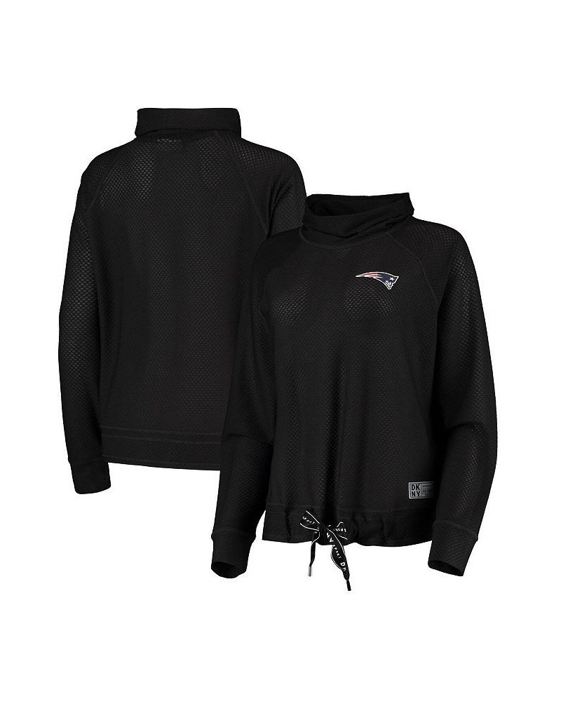 Women's Black New England Patriots Gabby Cowl Neck Raglan Mesh Sweatshirt Black $32.85 Sweatshirts