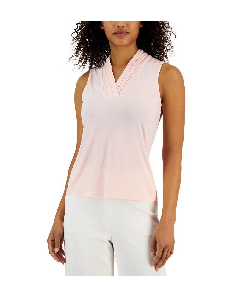 Women's Triple-Pleat Sleeveless Shell Top Cherry Blossom $13.94 Tops