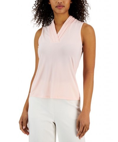 Women's Triple-Pleat Sleeveless Shell Top Cherry Blossom $13.94 Tops