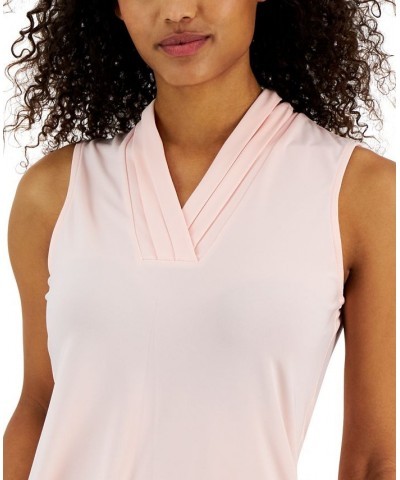 Women's Triple-Pleat Sleeveless Shell Top Cherry Blossom $13.94 Tops