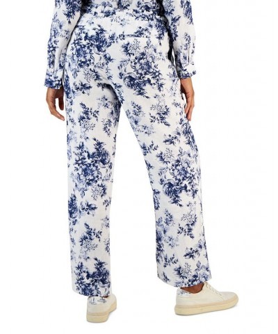 Women's Toile Pull-On Pants Blue $17.78 Pants