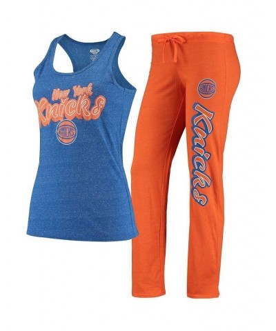 Women's Orange Blue New York Knicks Racerback Tank Top and Pants Sleep Set Orange, Blue $32.20 Pajama