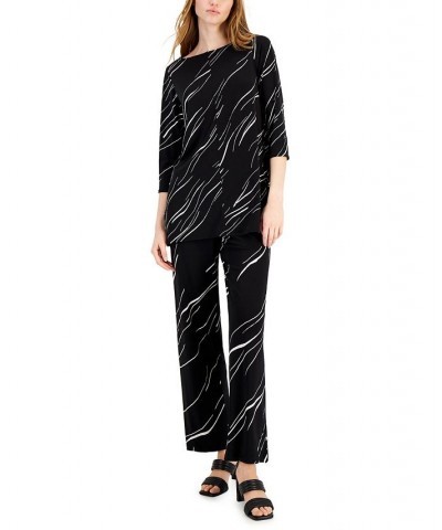 Women's Printed Wide-Leg Pants Deep Black Combo $23.06 Pants