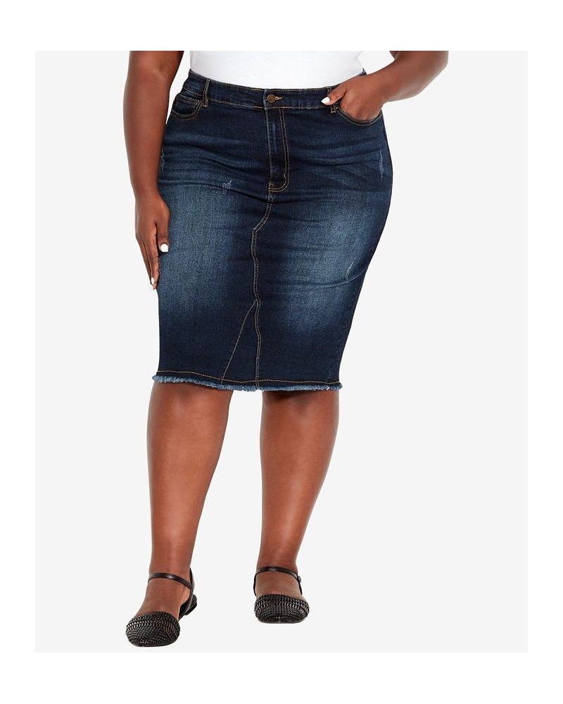 Plus Size Denim Stretch Skirt Dark Wash $28.16 Skirts