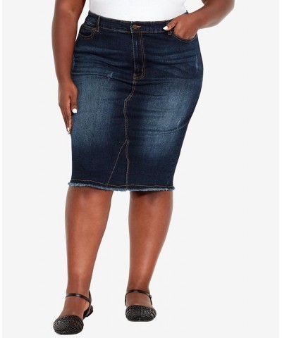 Plus Size Denim Stretch Skirt Dark Wash $28.16 Skirts