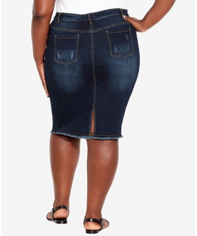 Plus Size Denim Stretch Skirt Dark Wash $28.16 Skirts