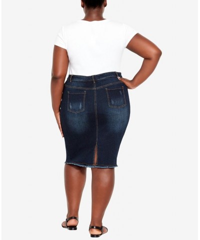 Plus Size Denim Stretch Skirt Dark Wash $28.16 Skirts