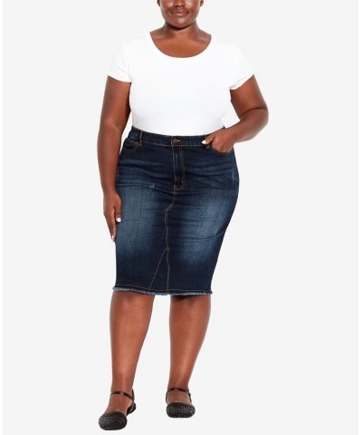 Plus Size Denim Stretch Skirt Dark Wash $28.16 Skirts