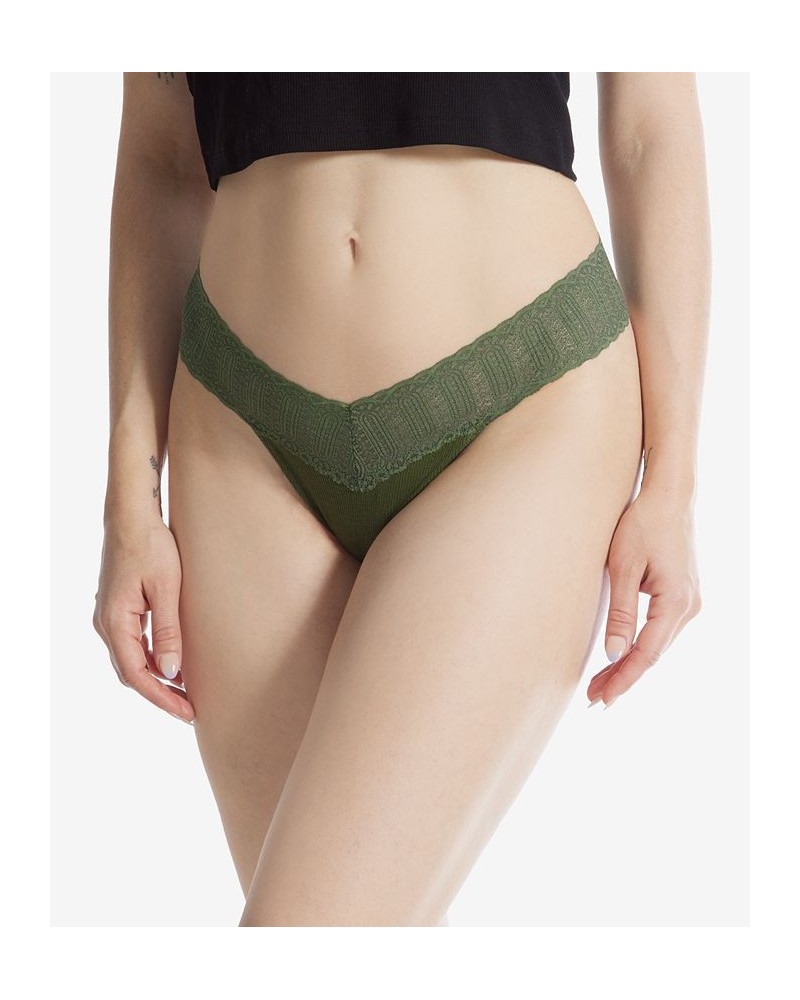 Women's Low Rise Thong Green $15.30 Panty