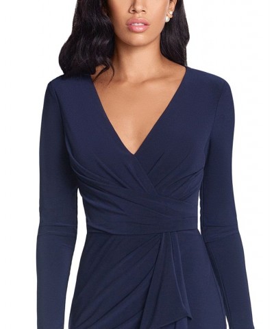 Ruffled Side-Slit Gown Navy Blue $71.06 Dresses