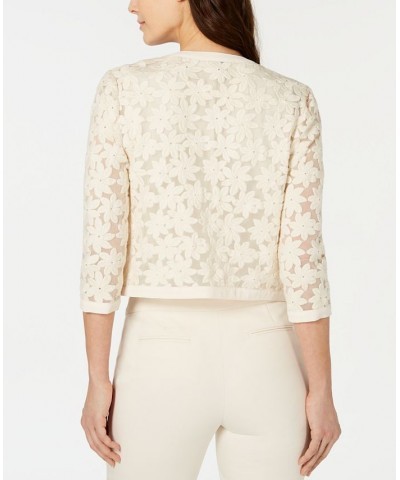 Broderie Cropped Lace Cardigan White $53.46 Sweaters