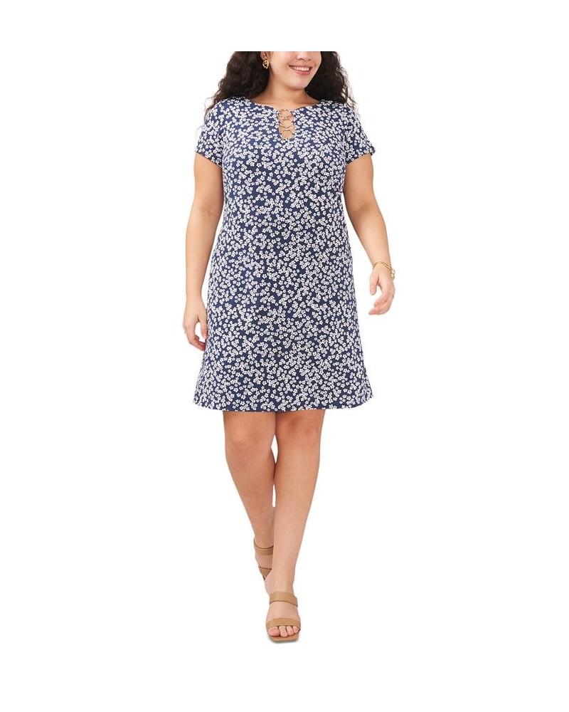 Plus Size Floral-Print Grommet-Trim Dress Denim $37.38 Dresses