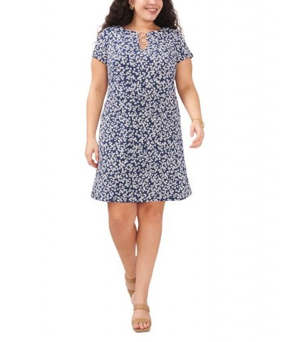 Plus Size Floral-Print Grommet-Trim Dress Denim $37.38 Dresses