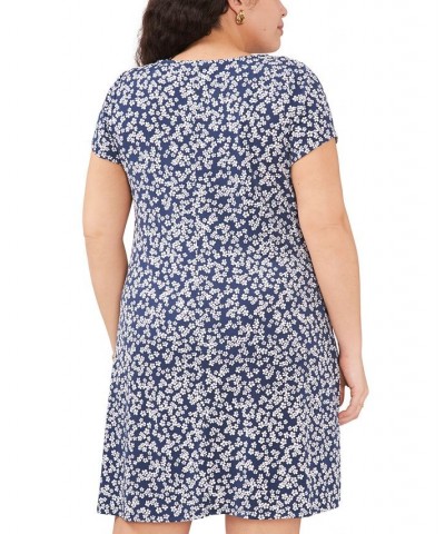 Plus Size Floral-Print Grommet-Trim Dress Denim $37.38 Dresses