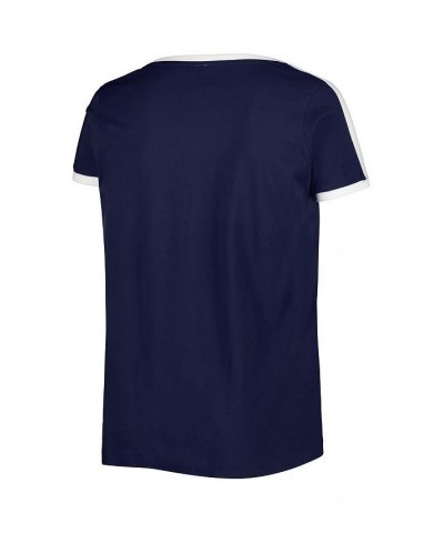 Women's Navy New York Yankees Plus Size V-Neck T-shirt Navy $28.19 Tops