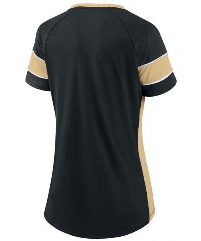 Women's Black Gold-ToneNew Orleans Saints Team Draft Me Lace-Up Raglan T-shirt Black, Gold-Tone $31.10 Tops