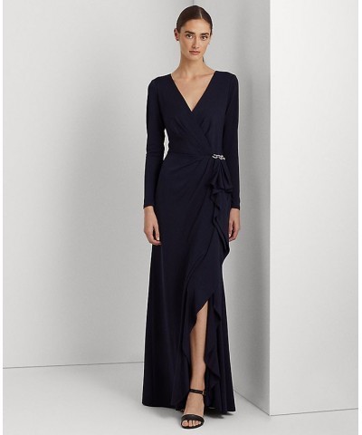 Women's Ruffle-Trim Jersey Gown Lighthouse Navy $123.75 Dresses