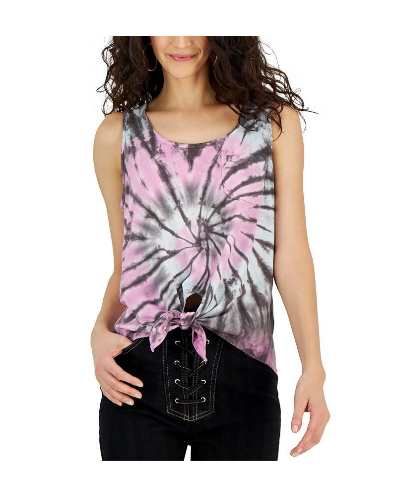 Juniors' Tie-Dye Tie-Hem Tank Top Blue Grass $10.06 Tops