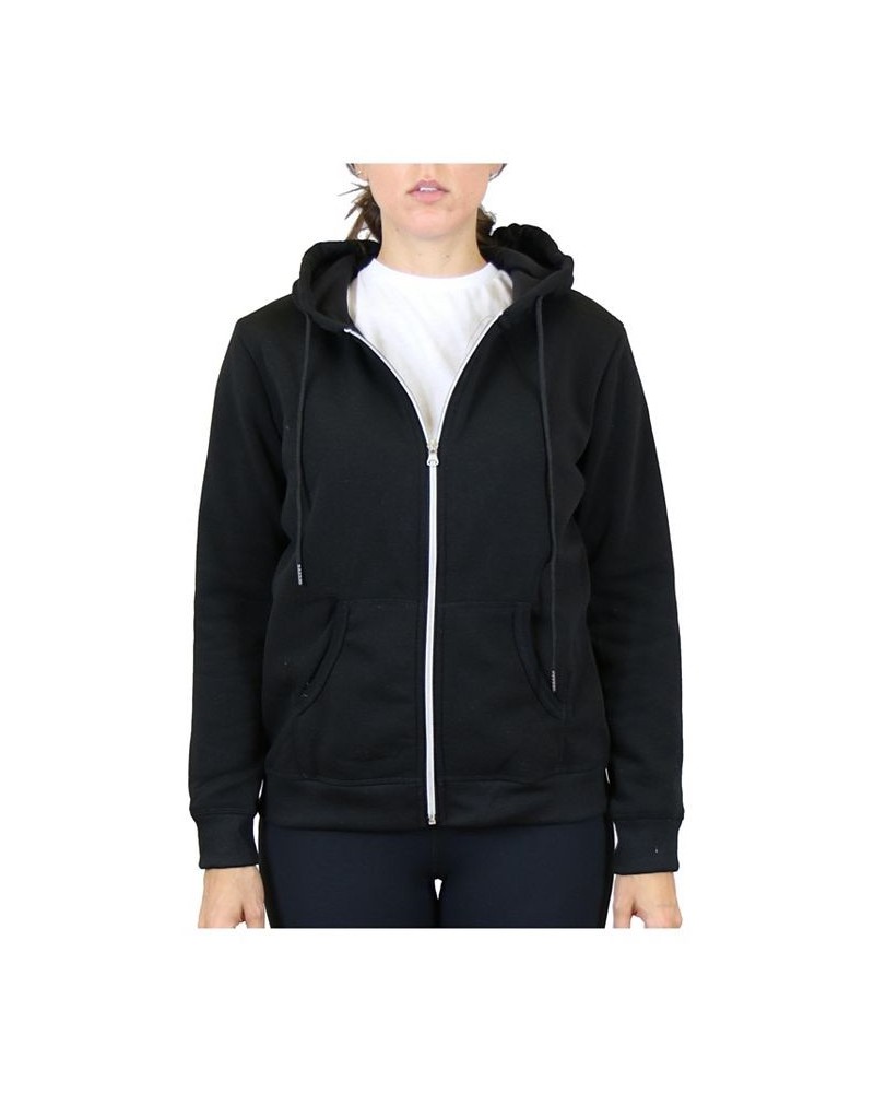 Women's Fleece-Lined Zip Hoodie Black $21.60 Sweatshirts