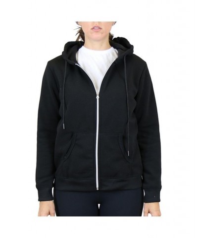 Women's Fleece-Lined Zip Hoodie Black $21.60 Sweatshirts