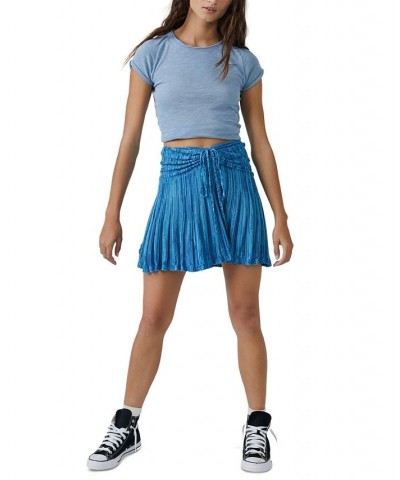 Women's Sylvia Convertible Mini Skirt Blue $35.10 Skirts