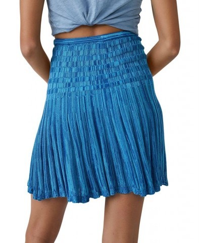 Women's Sylvia Convertible Mini Skirt Blue $35.10 Skirts