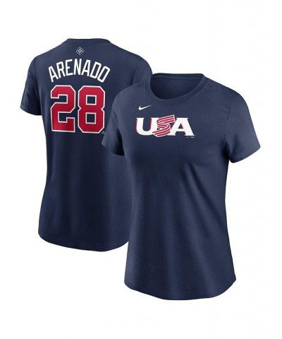 Women's Nolan Arenado Navy USA Baseball 2023 World Baseball Classic Name and Number T-shirt Navy $26.49 Tops