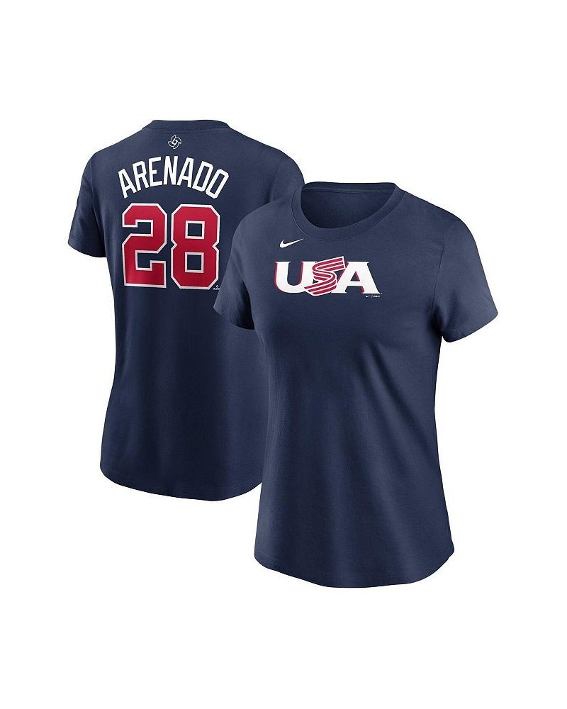 Women's Nolan Arenado Navy USA Baseball 2023 World Baseball Classic Name and Number T-shirt Navy $26.49 Tops