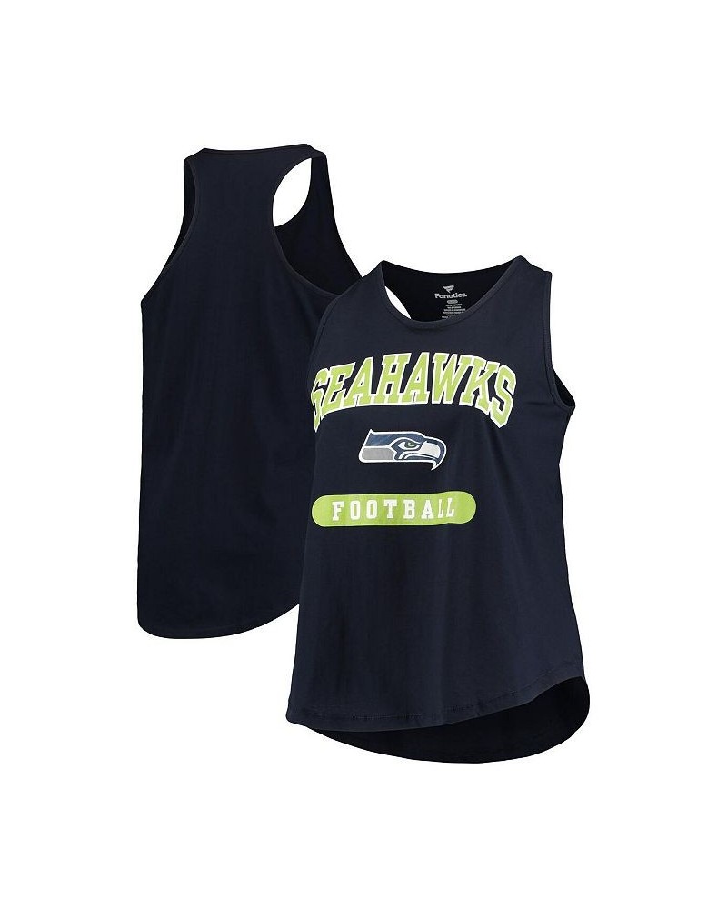 Women's Seattle Seahawks College Navy Plus Size Team Racerback Tank Top Navy $21.00 Tops