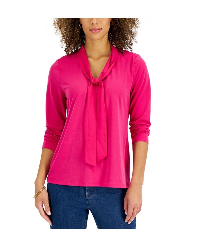 Women's Tie Neck Top Multi $15.25 Tops