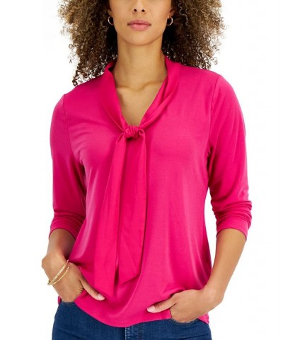 Women's Tie Neck Top Multi $15.25 Tops