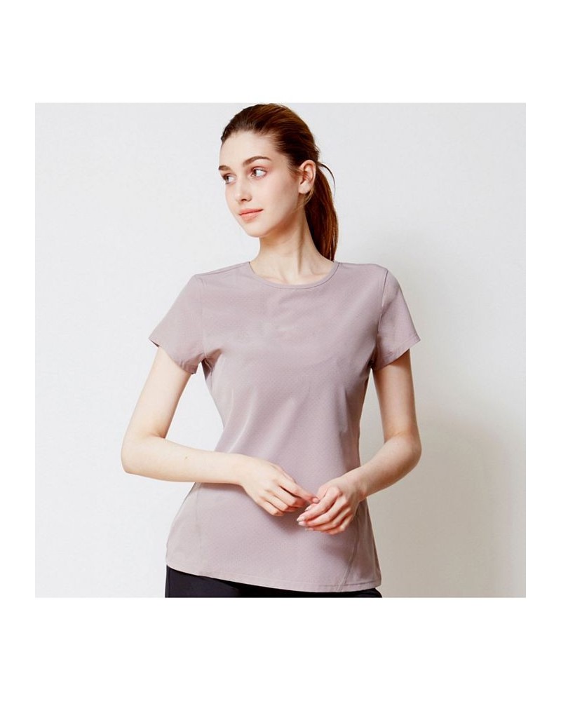 Airy Mile Laser Cut Mesh Top for Women Purple $36.96 Tops