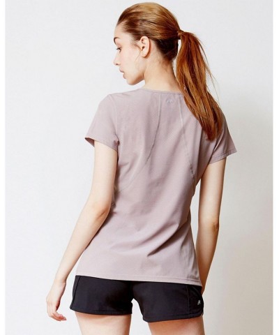 Airy Mile Laser Cut Mesh Top for Women Purple $36.96 Tops