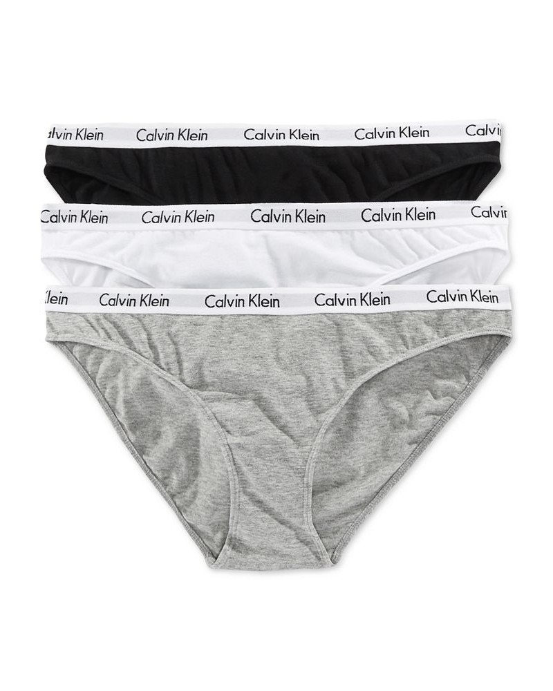 Women's Carousel Cotton 3-Pack Bikini Underwear QD3588 Black/White/Grey Heather $23.20 Panty