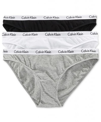 Women's Carousel Cotton 3-Pack Bikini Underwear QD3588 Black/White/Grey Heather $23.20 Panty