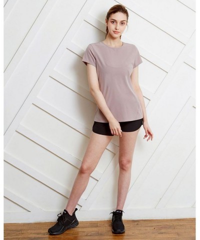 Airy Mile Laser Cut Mesh Top for Women Purple $36.96 Tops