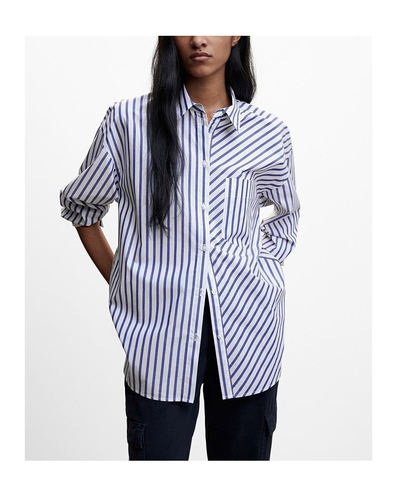 Women's Striped Cotton Shirt Off White $28.70 Tops