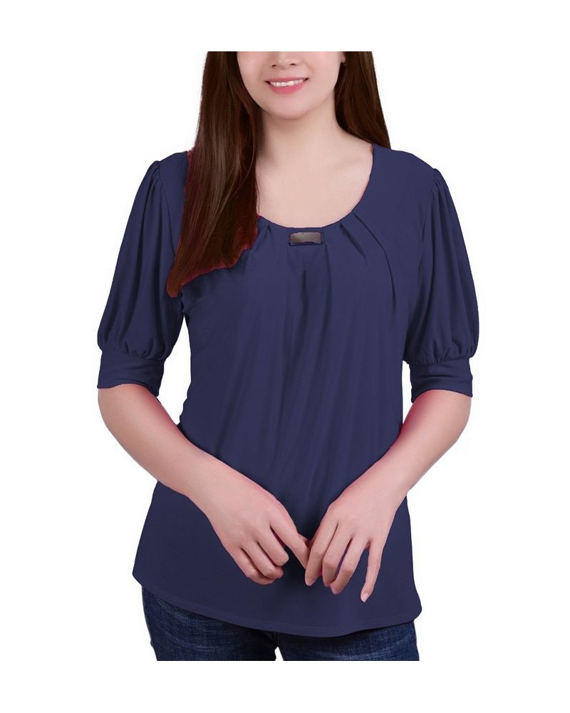 Petite Short Sleeve Balloon Sleeve Top Emerald $14.08 Tops