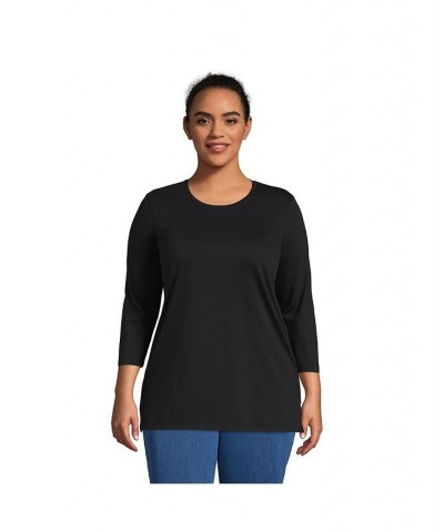 Women's Plus Size 3/4 Sleeve Cotton Supima Crewneck Tunic Crisp peach $30.18 Tops