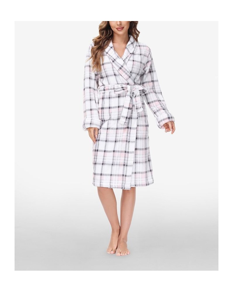 Women's Printed Plush Robe Arcticplaid Pink $22.77 Sleepwear