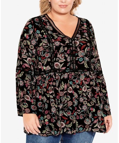 Plus Size Bohemian Print Top Paisley Daisy $30.36 Tops