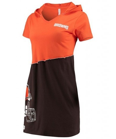 Women's Orange Brown Cleveland Browns Hooded Mini Dress Orange $41.65 Dresses