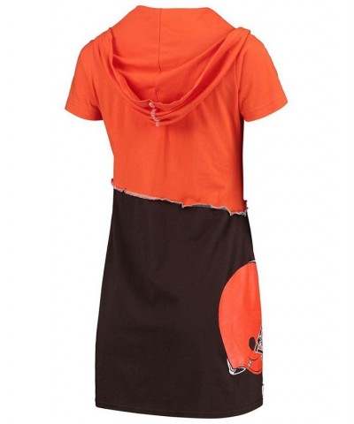 Women's Orange Brown Cleveland Browns Hooded Mini Dress Orange $41.65 Dresses