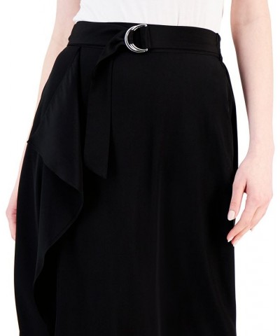 Women's Belted Side-Slit Skirt Deep Black $22.38 Skirts