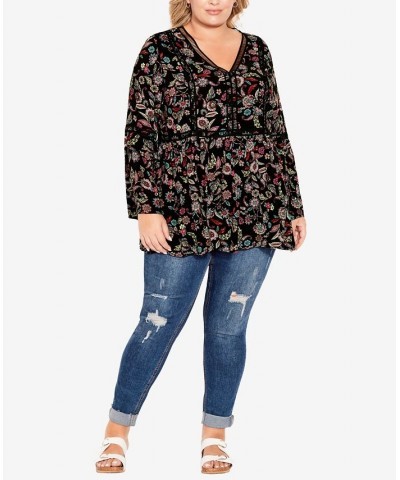 Plus Size Bohemian Print Top Paisley Daisy $30.36 Tops