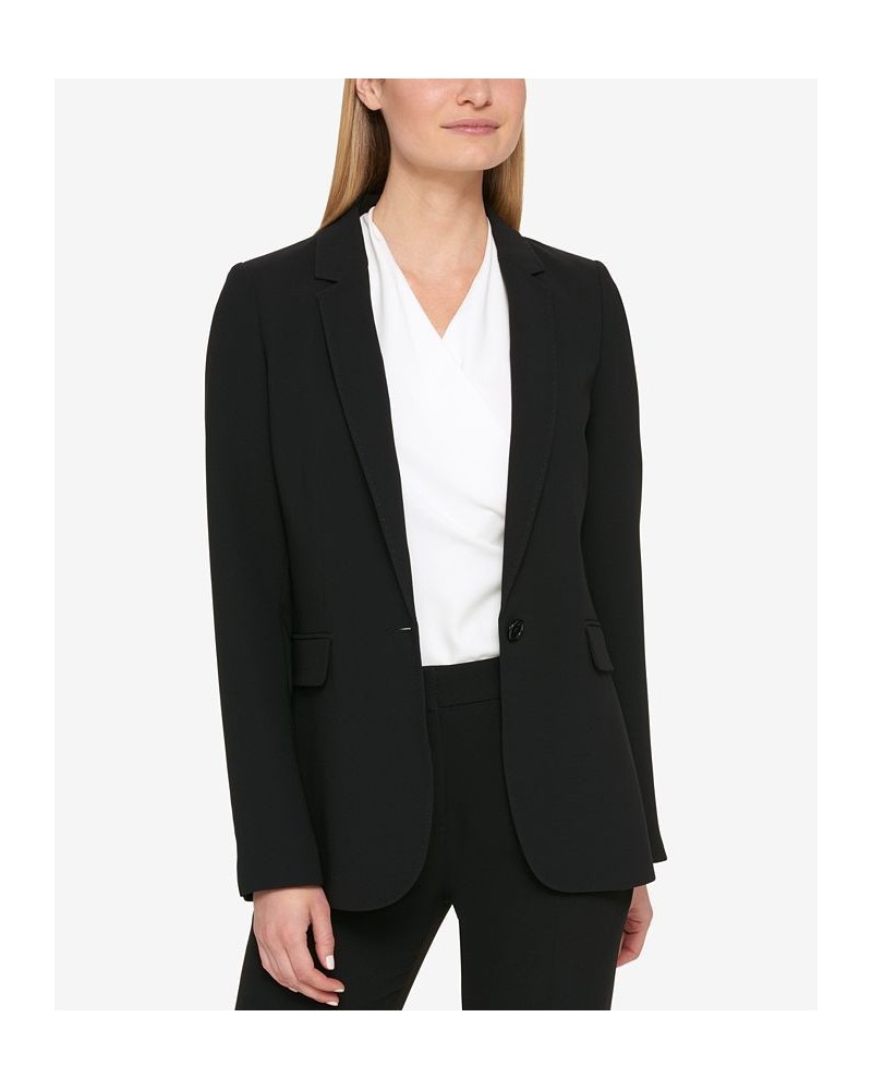 Petite Pick-Stitch Single-Button Blazer Black $45.15 Jackets