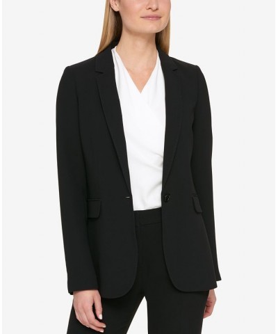 Petite Pick-Stitch Single-Button Blazer Black $45.15 Jackets