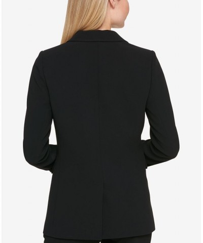 Petite Pick-Stitch Single-Button Blazer Black $45.15 Jackets