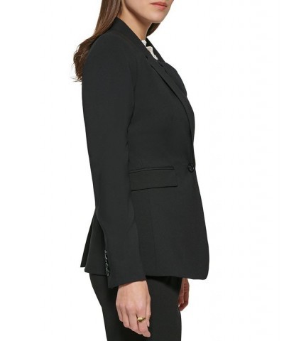 Petite Pick-Stitch Single-Button Blazer Black $45.15 Jackets