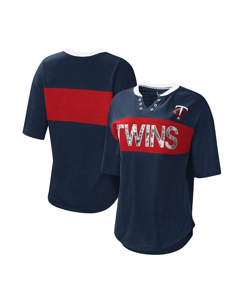 Women's Navy and Red Minnesota Twins Lead Off Notch Neck T-shirt Navy, Red $24.20 Tops